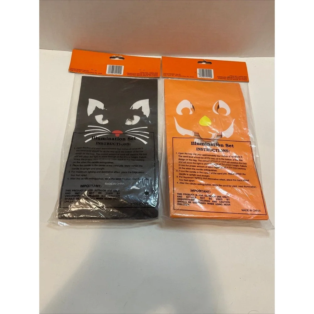 VTG 6 PCS Luminary New Old Stock Vintage Outdoor Candle Bags‎ Pumpkins Cats